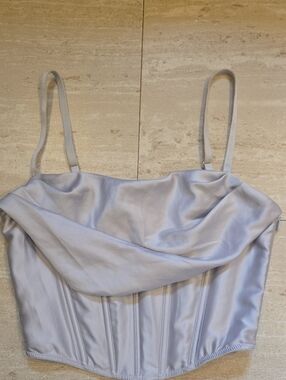 Victoria's Secret Silky Silvery Gray Drape Front Corset